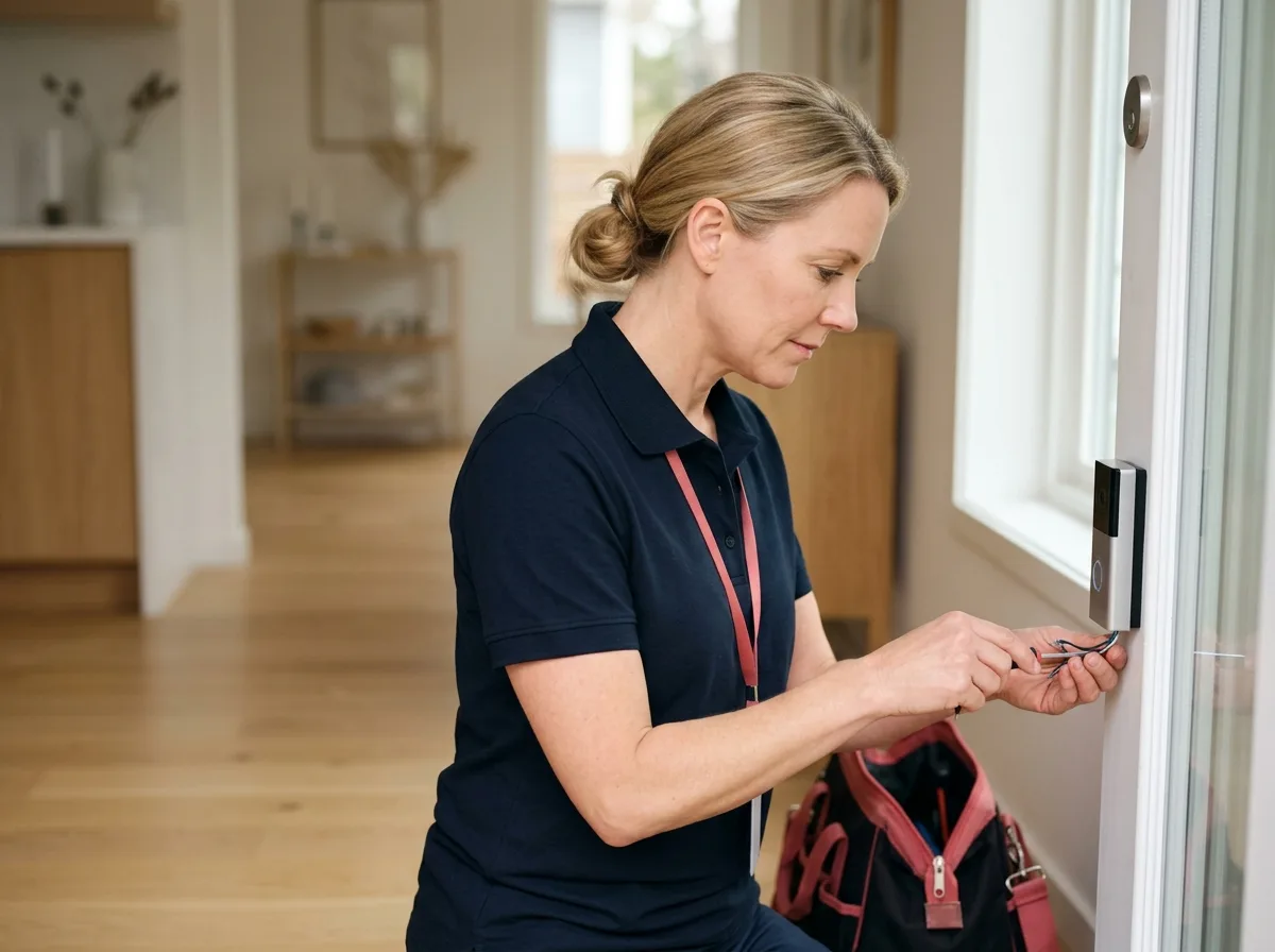 TechBuddy-tekniker hjälper till med trådlös dörrklocka