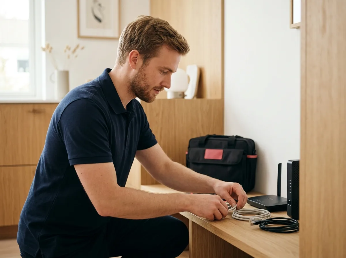 TechBuddy-tekniker hjälper till med konfigurera ny router